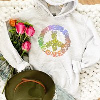 Floral Love Peace Sign Sweatshirt, Hippie Hoodie, Shirt, Sweatshirt | Etsy (US)