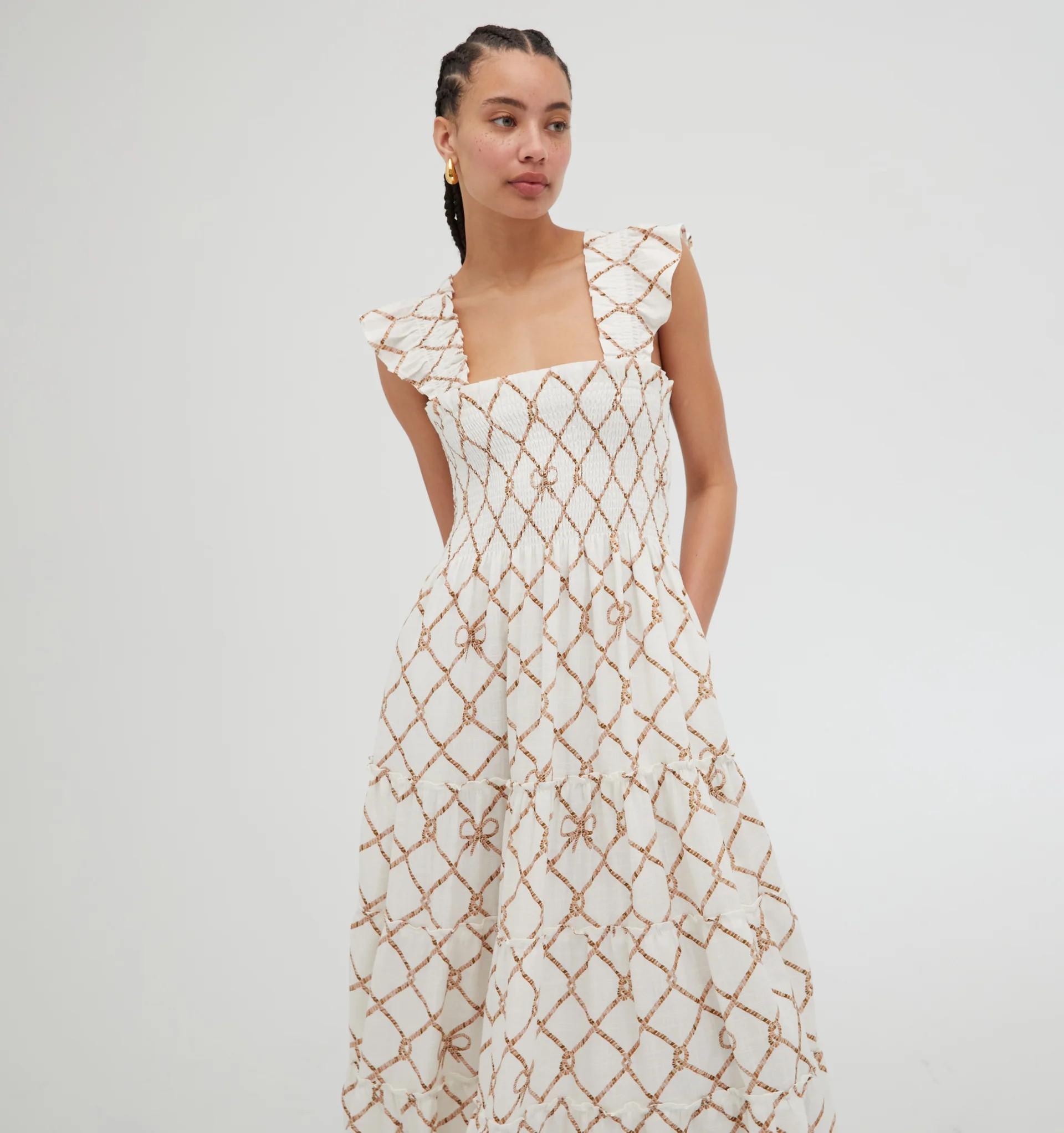 The Ellie Nap Dress - Nautical Trellis Linen | Hill House Home