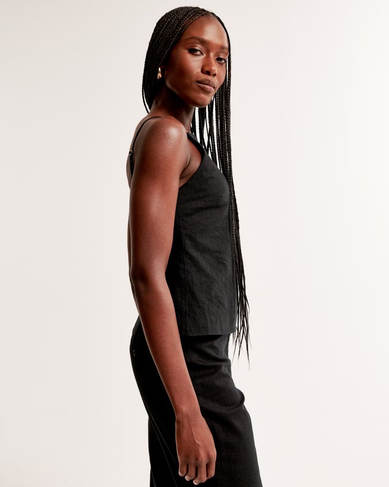 Women's Linen-Blend High-Neck Strappy-Back Set Top | Women's Tops | Abercrombie.com | Abercrombie & Fitch (US)