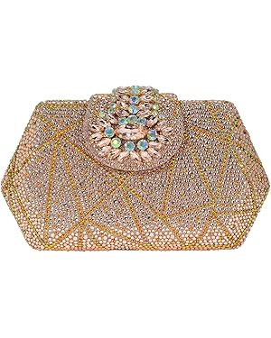 Vintage Rhinestone Clutch Colorful Women Bling Purse Party Bag Wedding Handbag | Amazon (US)