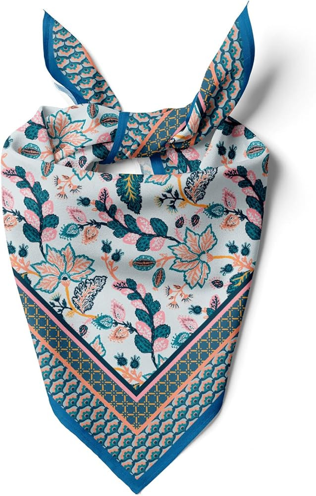 Womens Neck Scarf 23"x23" Small Square Organic Cotton | Headband Scarf Bandana Wrap Head Scarf Br... | Amazon (US)