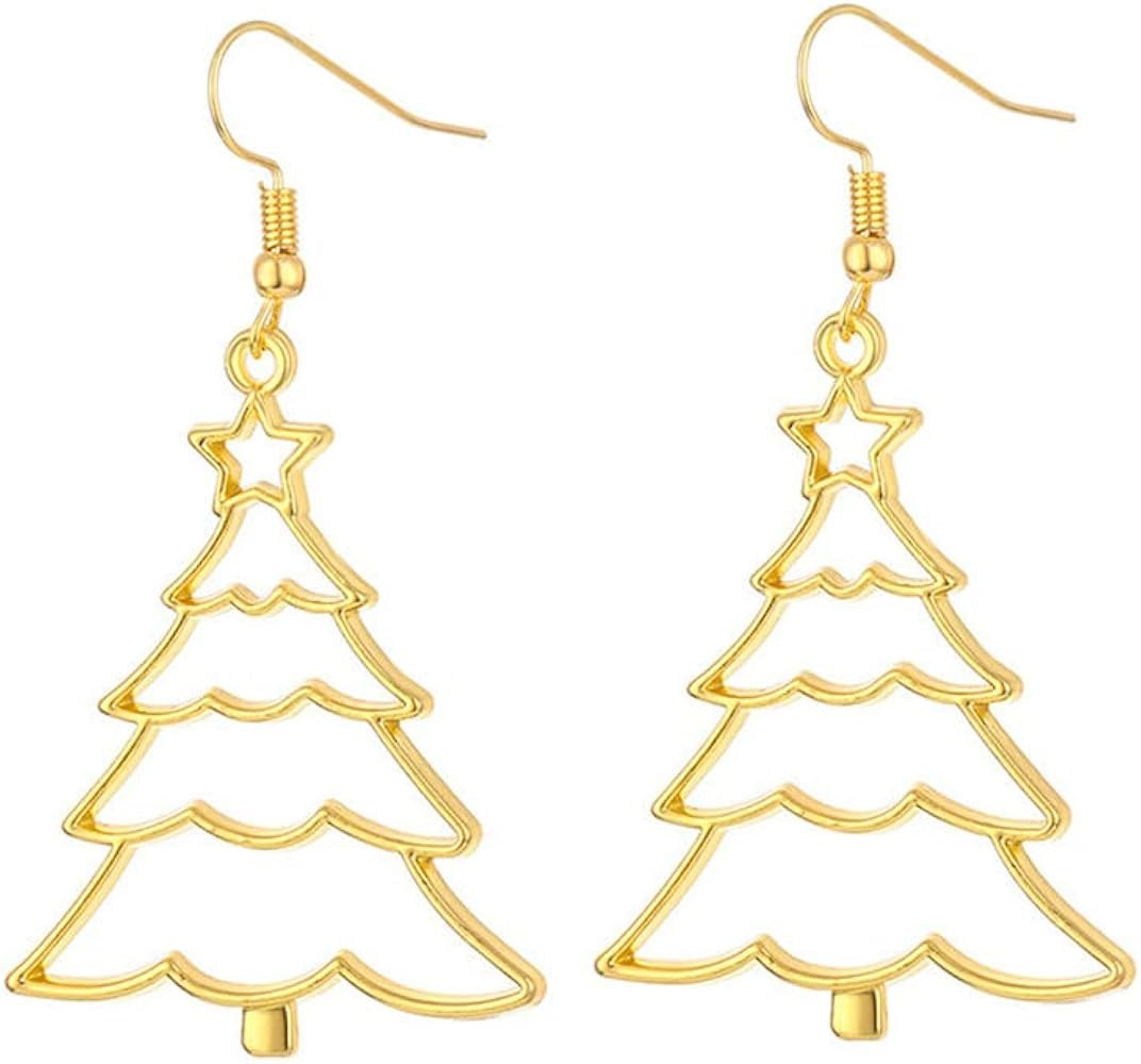 H&Z 4 Pairs Abstract Gold Fun Statement Elk Christmas Tree Santa Bell Shaped Earrings Geometric H... | Amazon (US)