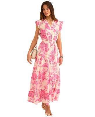 Vince Camuto Women's Floral-Print Smocked-Waist Maxi Dress - Macy's | Macy's