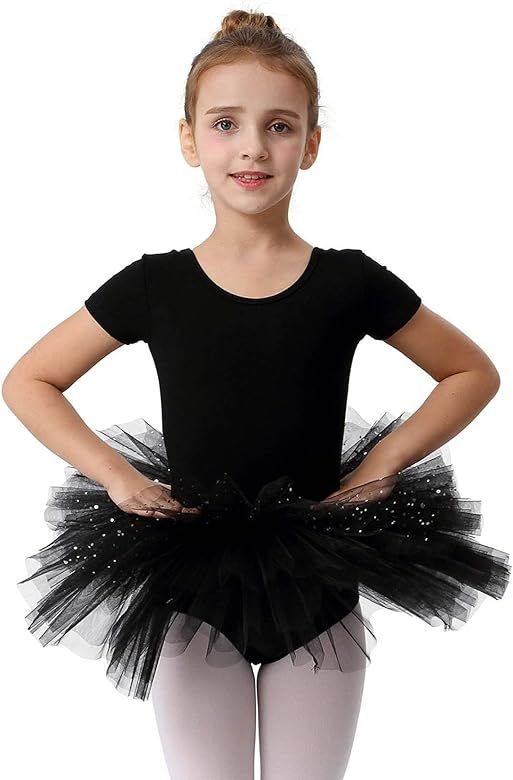 MdnMd Short Sleeve Glitter Dance Ballet Tutu Leotard Ballerina Outfit for Girls Toddler | Amazon (US)