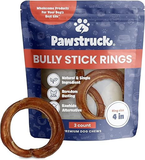 Pawstruck All-Natural 4" Bully Stick Rings for Dogs - Rawhide-Free, 100% Beef, Single Ingredient ... | Amazon (US)