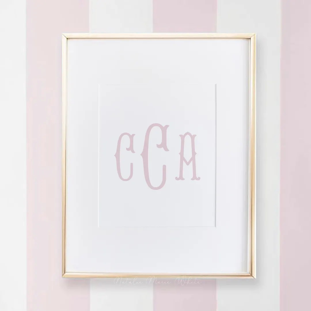 Pink Monogram Wall Art Print | Girl Initials Wall Decor | Nursery Decor Girl Wall Art | Etsy (US)