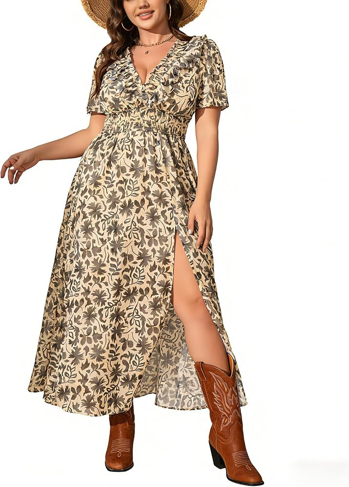 Floral Maxi Dresses for Curvy Women : Summer Wedding Guest Dresses for Women - Boho Maternity Dre... | Amazon (US)