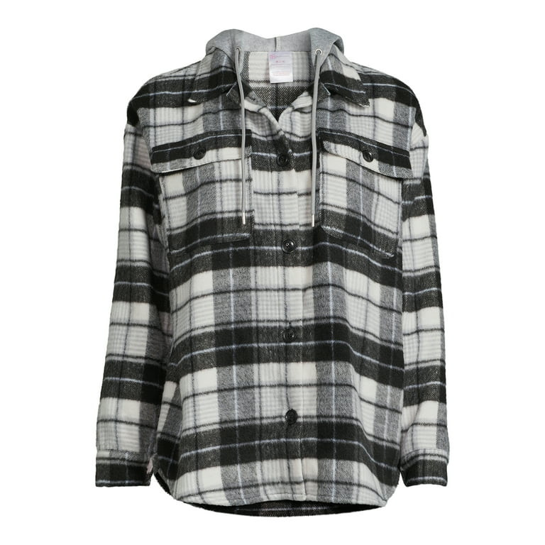No Boundaries Juniors Shirt Jacket With Hood, Sizes XS-3XL | Walmart (US)