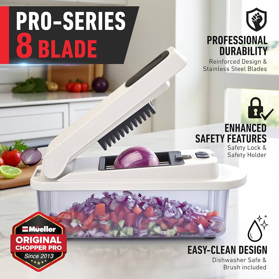 Mueller The Real Original Pro Chopper since 2013 Vegetable Chopper Mandoline Slicer, 8 Blade Food... | Amazon (US)