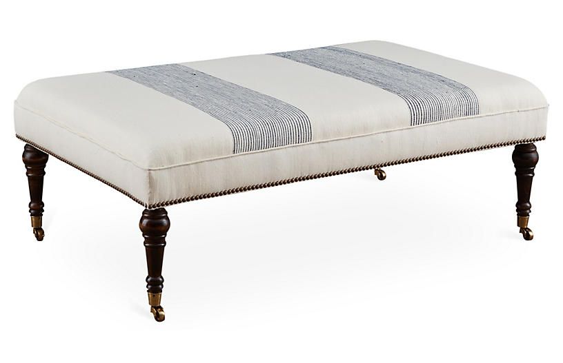 Buzios Ottoman, Beige/Blue | One Kings Lane