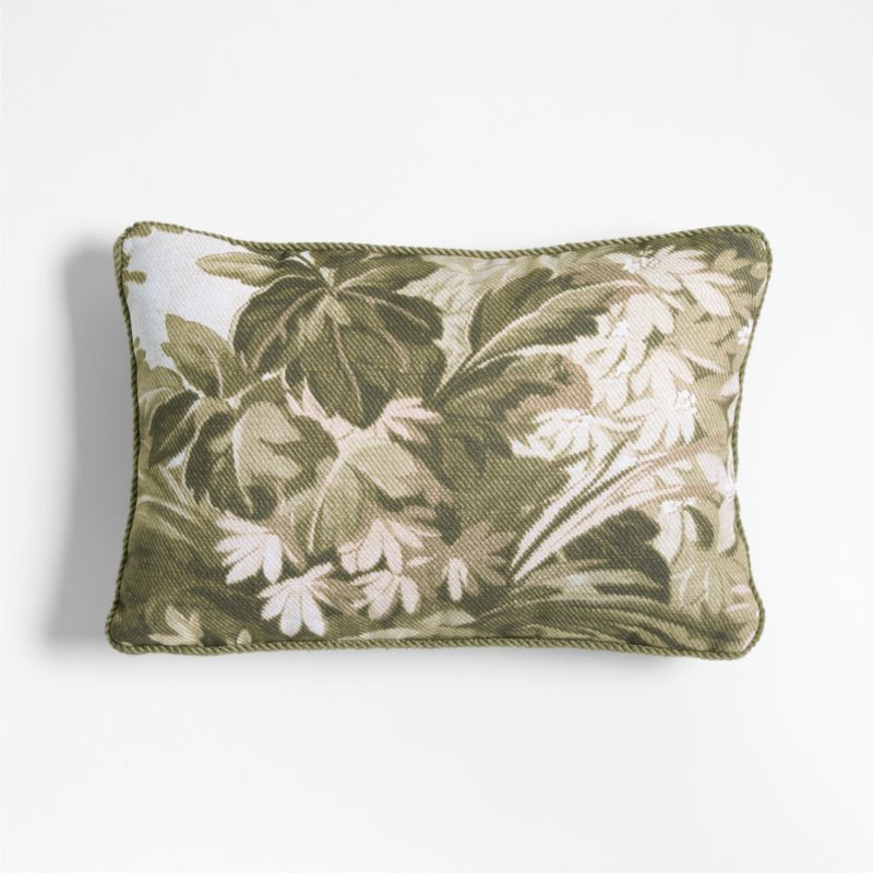 Harrow 12"x18" Dark Olive Green Outdoor Throw Pillow by Jake Arnold | Crate & Barrel | Crate & Barrel