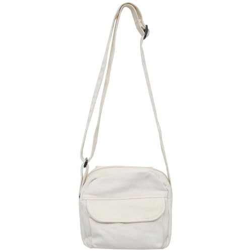 GOQUFOY Canvas Small Crossbody Bags for Women Men White Shoulder Purses with Zipper Pockets Summer Cute Mini Tote Women's Handbags Cell Phone Purse Casual Lightweight Everyday Messenger Bag Travel | Amazon (US)