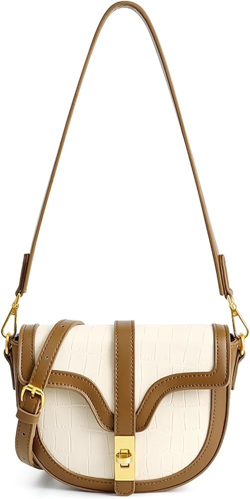 Women's Small Crossbody Bag Shoulder Handbag Saddle Bag Fashion Leather Classic Purse with Adjust... | Amazon (US)