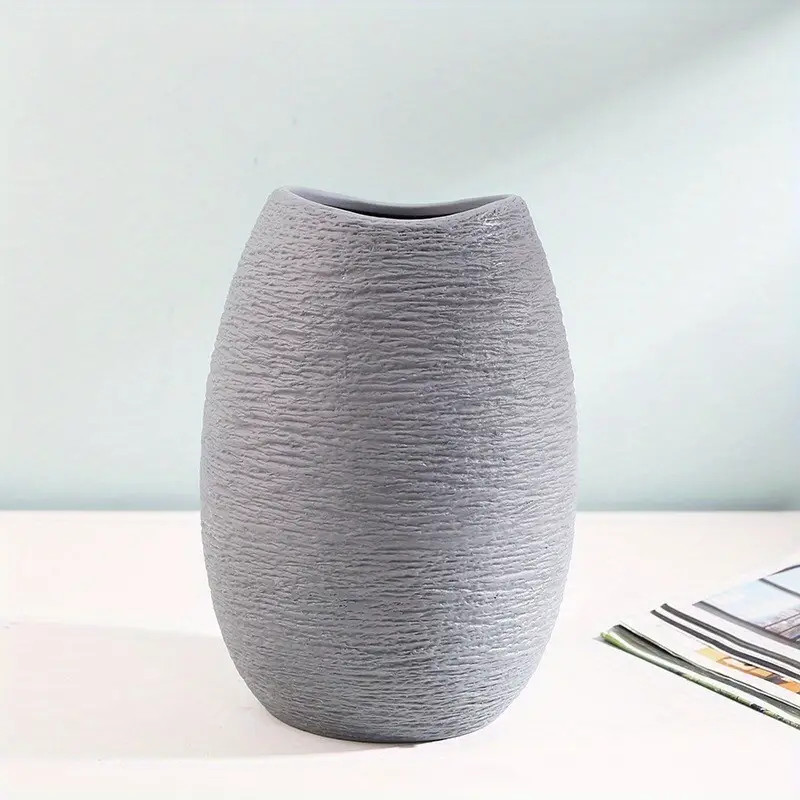 Elegant Oval Ceramic Vase For Flowers Textured Design Tall - Temu | Temu Affiliate Program