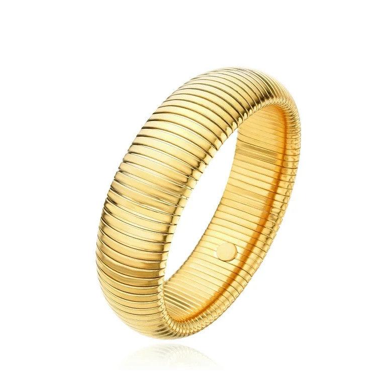 Gold Chunky Stretch Snake Wide Bangle Bracelets for Women,Stainless Steel Tri-tone Interlocking C... | Walmart (US)