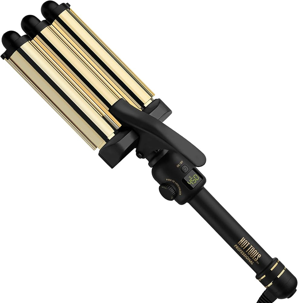 Hot Tools Pro Artist 24K Gold Digital 3 Barrel Hair Waver | Long Lasting Defined Waves (Jumbo Siz... | Amazon (US)