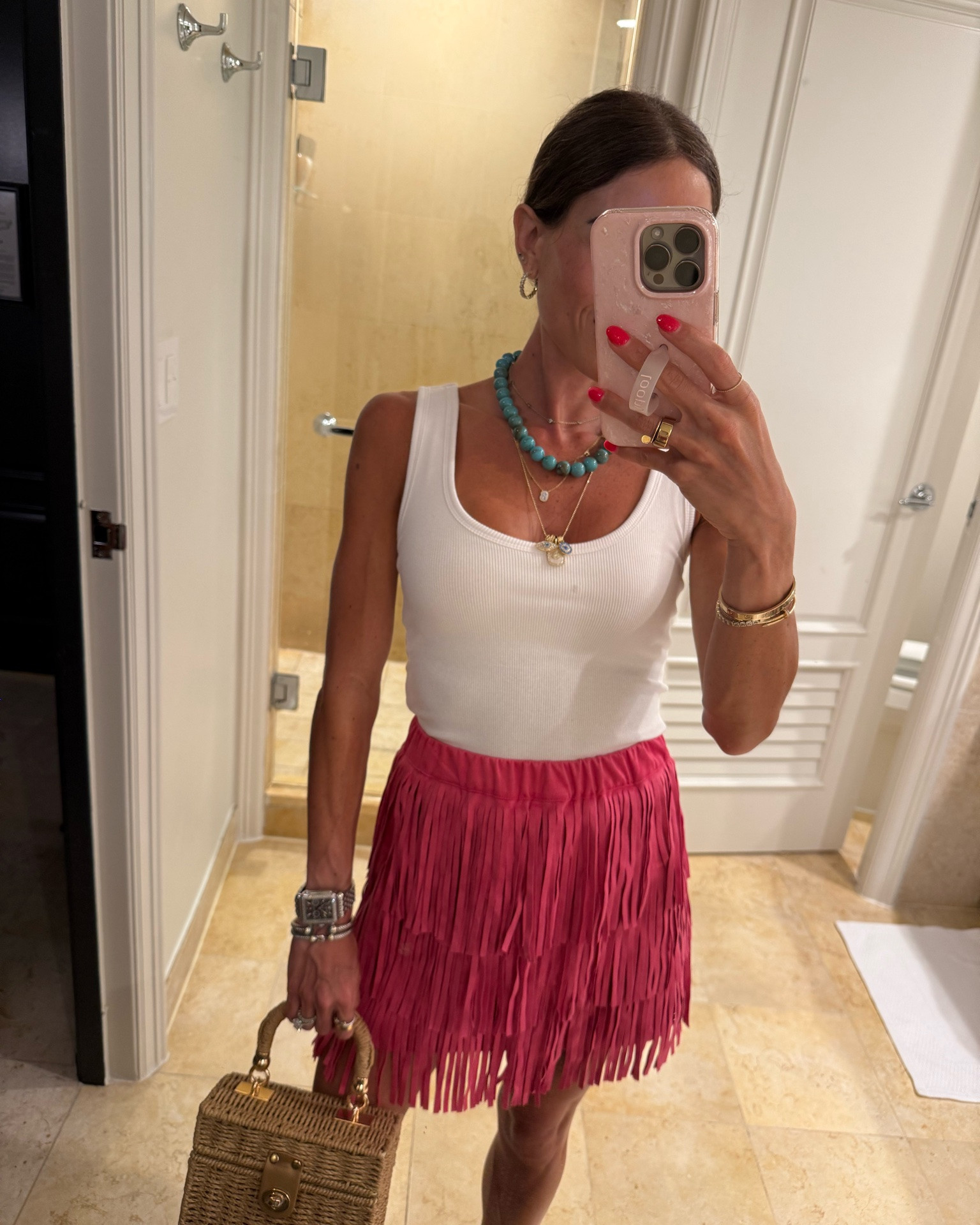 The cutest pink fringe skirt with white tank built in bra wearing xxs in tank 
Vacation outfit ideas

#LTKPetite #LTKSaleAlert