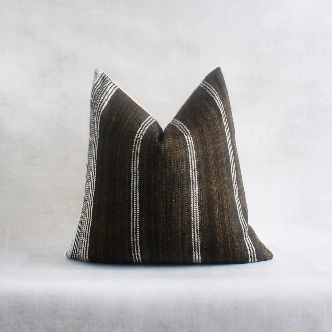 Earthy Dark Brown Pillow Cover  Vintage Indian Wool Pillow - Etsy | Etsy (US)