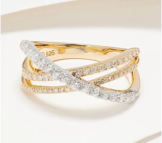 Affinity Diamonds 0.50 cttw Two-Tone Ring Sterling Silver - QVC.com | QVC