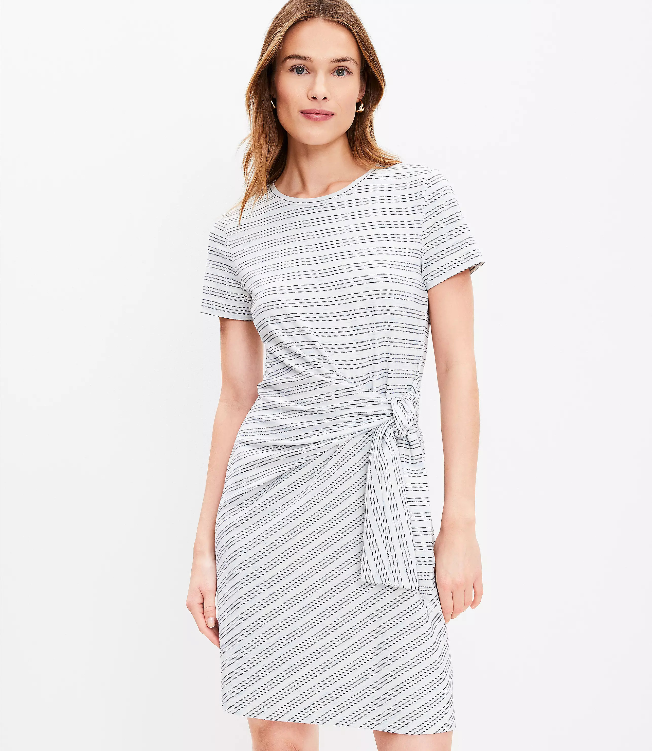 Petite Striped Side Tie Shift Dress | LOFT