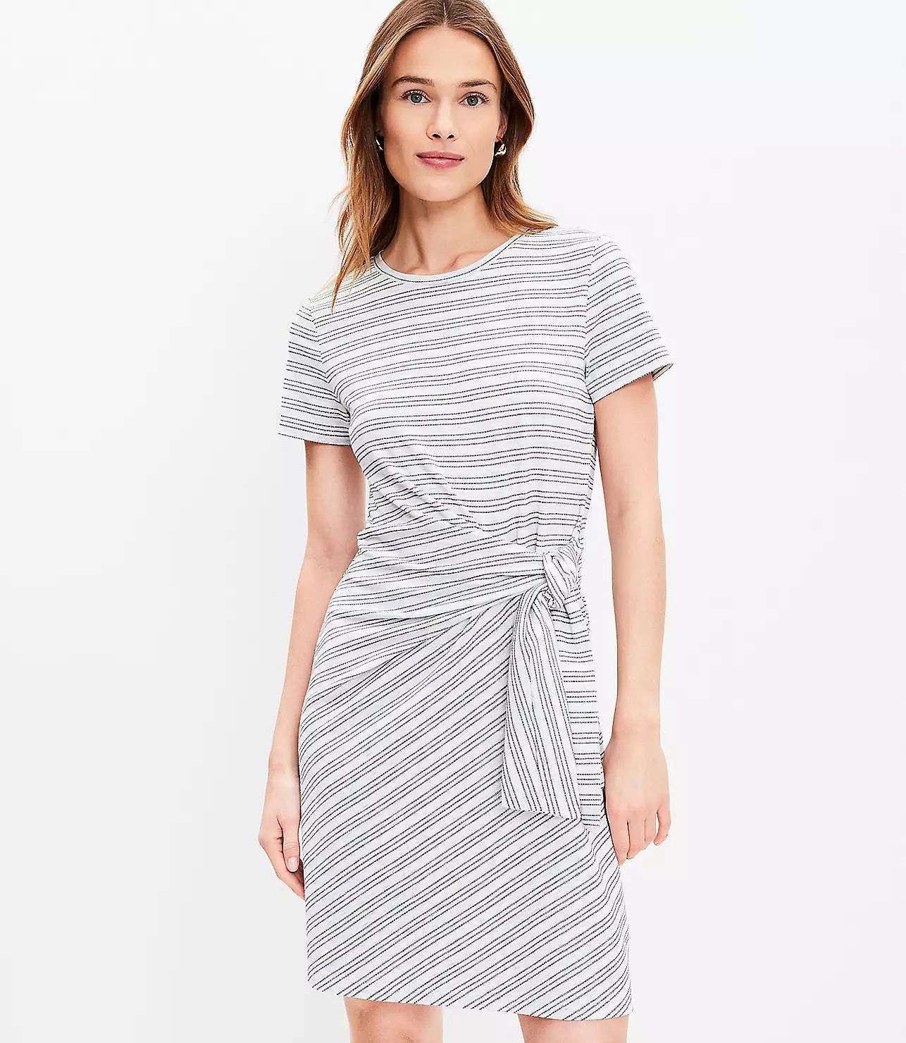 Petite Striped Side Tie Shift Dress | LOFT