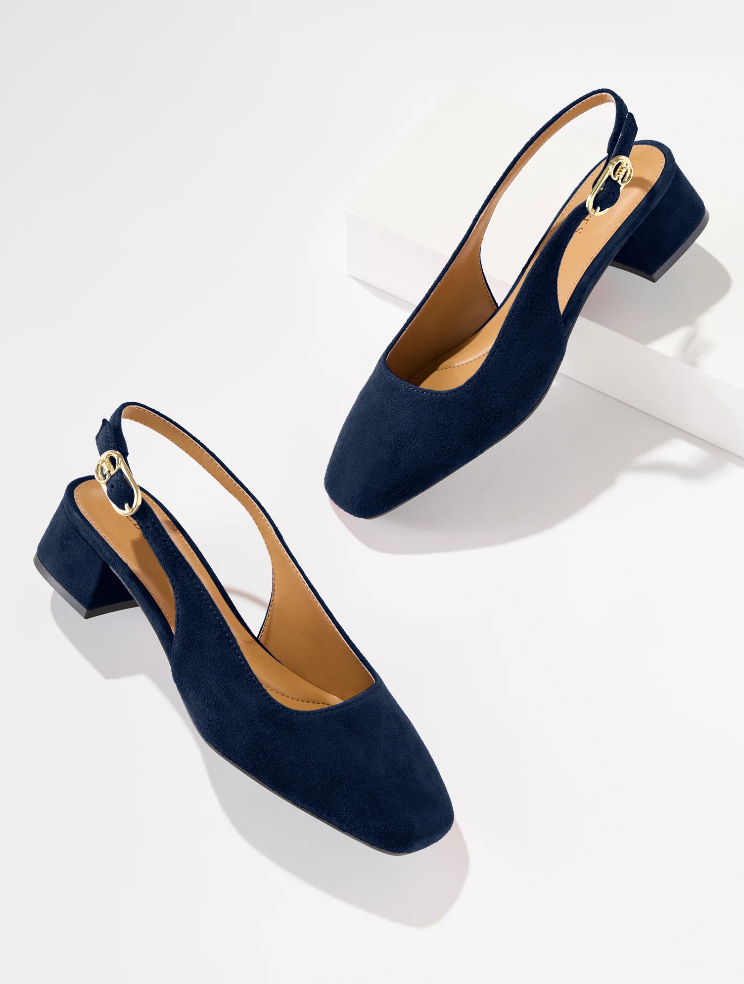 Eliana Slingback Block Heel Pumps - Suede - Red - 7 1/2 M Talbots | Talbots