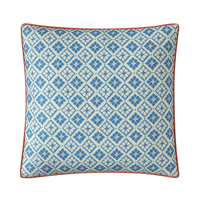 Mainstays by Becky G. & Alejandra Decorative Pillow, Blue Eyes Tile Medallion, 18" x 18" | Walmart (US)