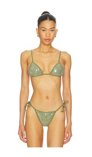 Sequin Equator Bikini Top in Fern | Revolve Clothing (Global)