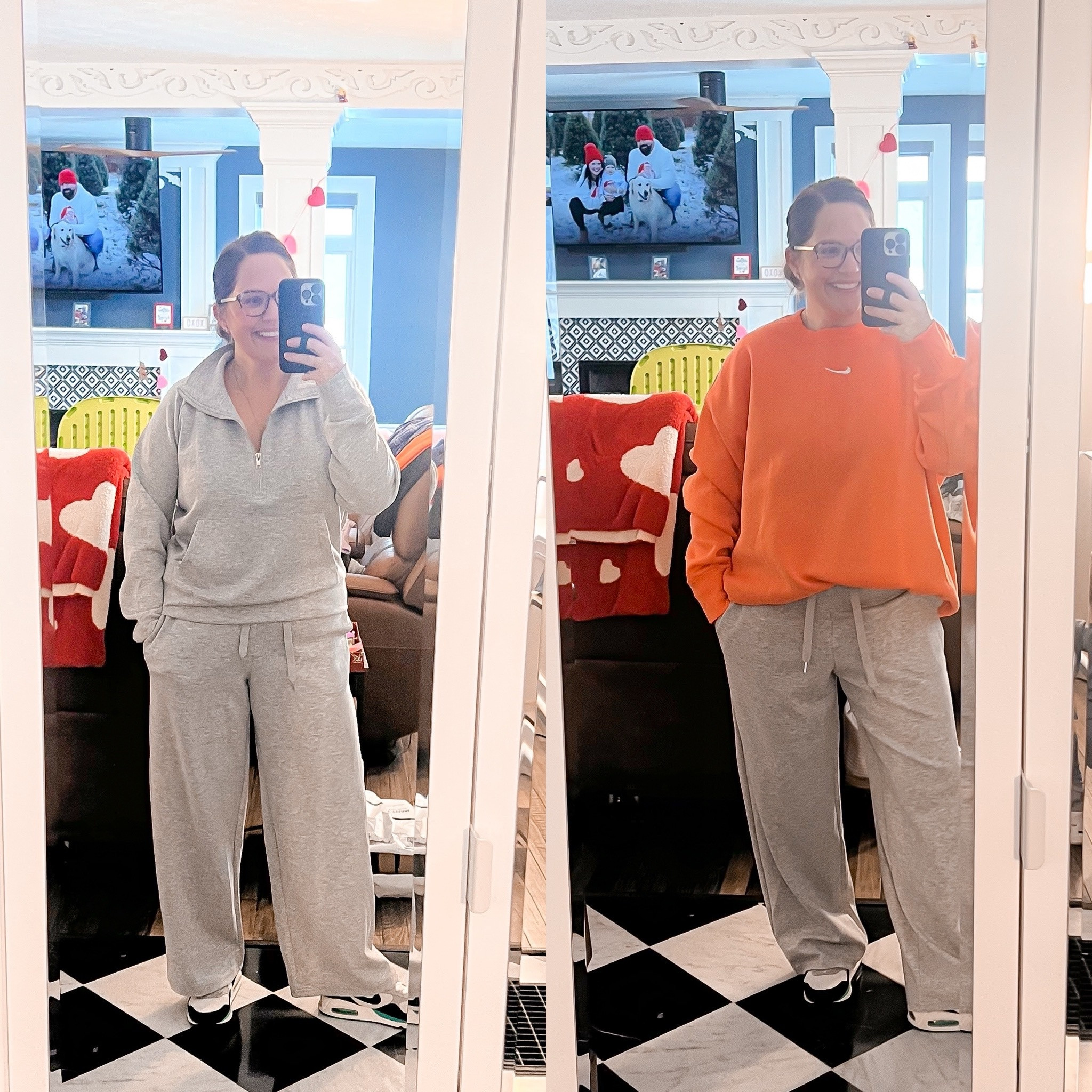 Didn’t love this lounge sets together (I wish I would have sized up and that the top would be longer). But I love them as separates. 

Loungewear flop 
Separates success 
Comfortable clothes 

#LTKSeasonal #LTKShoeCrush #LTKFindsUnder50