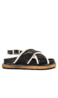 ALOHAS Marshmallow Faux Fur-Lined Sandal in Black from Revolve.com | Revolve Clothing (Global)