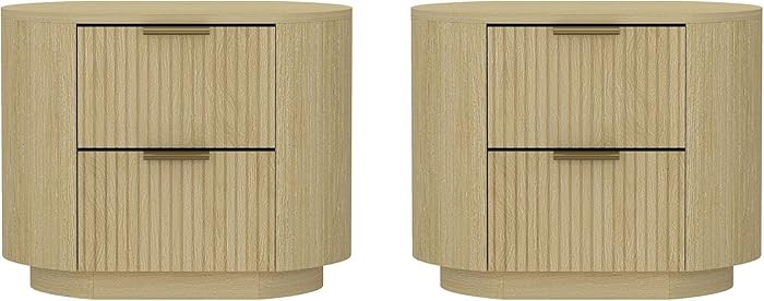 Manhattan Comfort Olivia Modern Nightstand with 4 Drawers in Natural Oak and Gold - Set of 2 | Amazon (CA)
