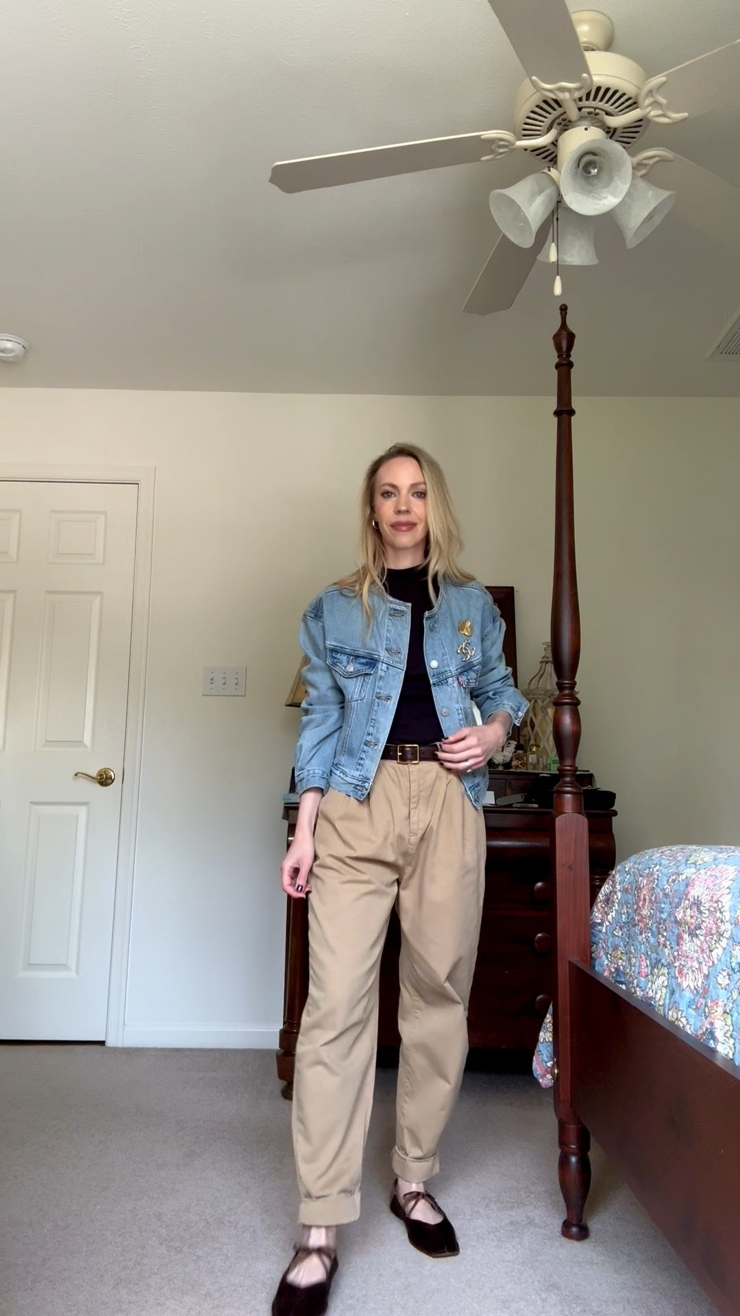 Fall teacher outfit, fall workwear, @levi cropped denim jacket, velvet ballet flats (under $50!)

#LTKWorkwear #LTKOver40 #LTKSeasonal