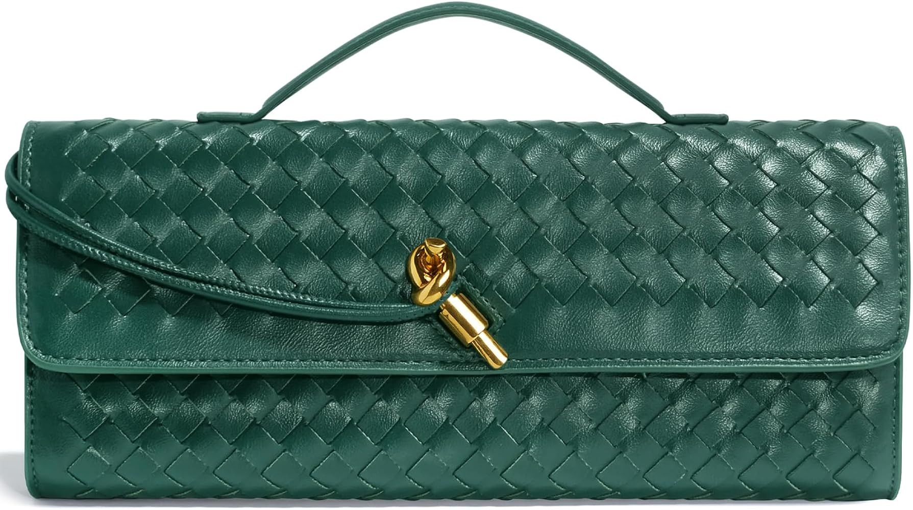 Woven Clutch Purses for Women, Leather Evening Bag Shoulder Handbag Formal Satchel Crossbody Purs... | Amazon (US)