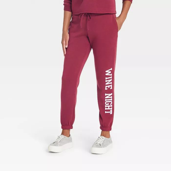 Women's Wine Night Graphic Jogger Pants - Wine | Target