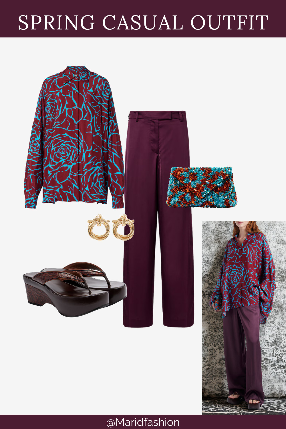 Step into spring with the perfect mix of relaxed and refined!  This spring casual outfit idea is all about effortless luxury. I’m pairing a printed oversized satin shirt with breezy wide-leg pants for that ultimate chic silhouette.

To elevate the look, I added embossed leather thong sandals and a stunning embellished satin clutch for just the right amount of sparkle. Shop all the details of this look on my LTK! 
#LTKspring #SpringOOTD #SatinShirt #WideLegPants #CasualChic #SpringStyleInspo #EffortlessStyle #ResortWear #SpringFashion2026 #LTKstyletip #ElevatedBasics 

 #LTKootd #LTKSeasonal #LTKPetite