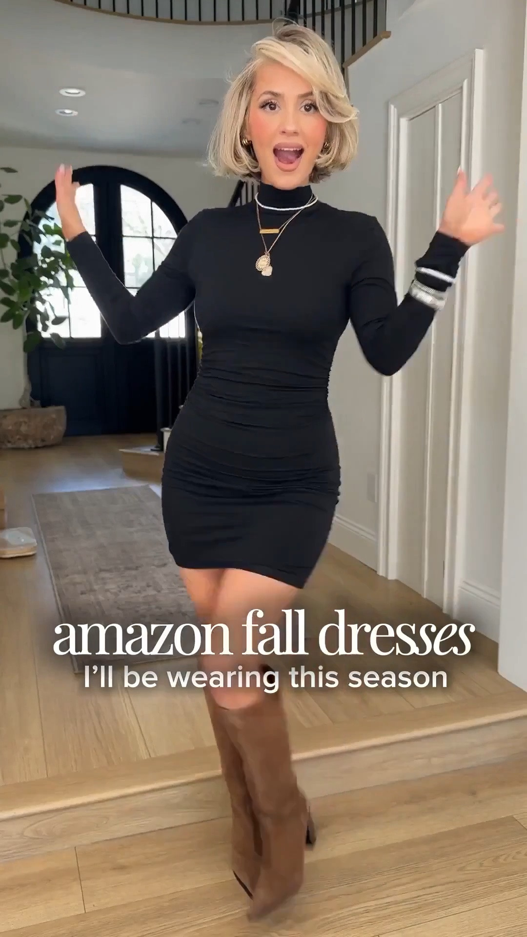 Amazon fall dresses I’ll be wearing ON REPEAT 😎🖤 

Wearing a small on everything! 
The black and white button dress — I cinched the waist by using the clip linked below!

 Amazon fall dresses for every occasion 🍂 From casual everyday looks and work outfits to date night, church, brunch, Thanksgiving and holiday plans—these are versatile fall wardrobe staples you can style now and wear straight into winter.

Amazon fall dresses, fall outfit ideas, casual fall dresses, sweater dresses, knit dresses, transitional fall outfits, fall wardrobe staples, everyday dresses, work dresses, date night dresses, church dresses, brunch outfits, fall wedding guest dresses, Thanksgiving outfit ideas, family photo outfits, holiday dresses, layering pieces, fall-to-winter outfits, versatile dresses, affordable fall fashion, Amazon fashion finds.