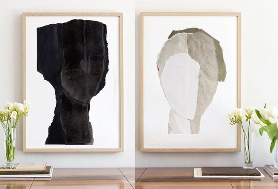 Extra Large Wall Art Set Black and White Prints Set of 2 | Etsy | Etsy (US)