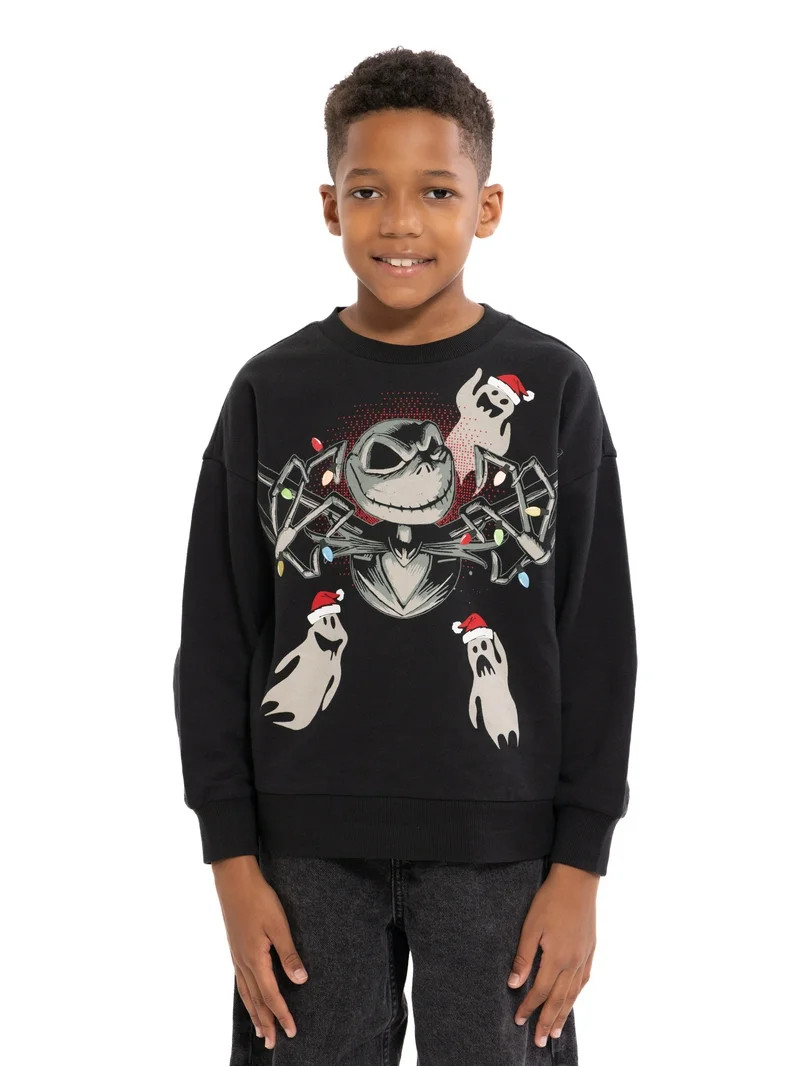 Nightmare Before Christmas Boys' Holiday Graphic Cotton Sweatshirt with Long Sleeves, Sizes 4-18 | Walmart (US)