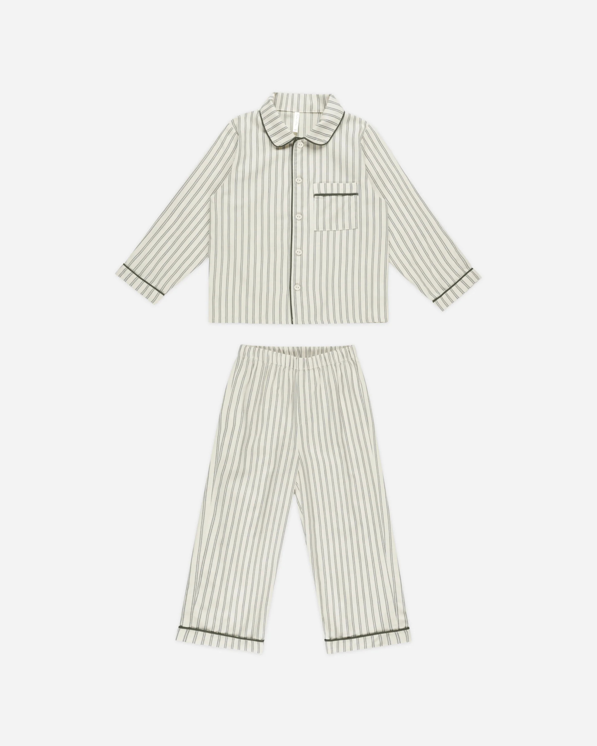 Long Sleeve Pajamas || Forest Pinstripe | Rylee + Cru