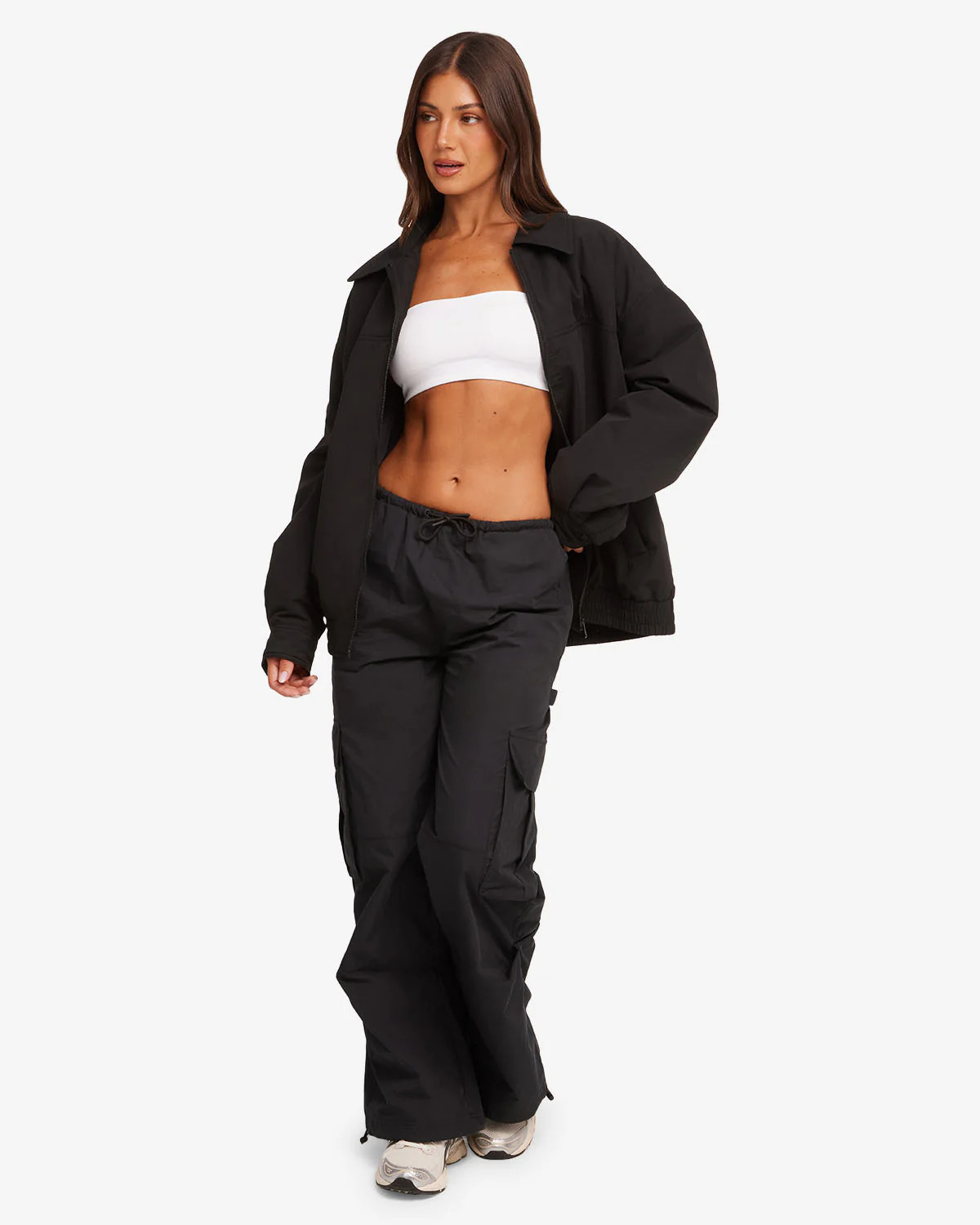 Oversized Bomber Jacket | Black | Crop Shop Boutique US