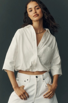 Mabel Bubble-Hem Oxford Shirt by Maeve | Anthropologie (US)