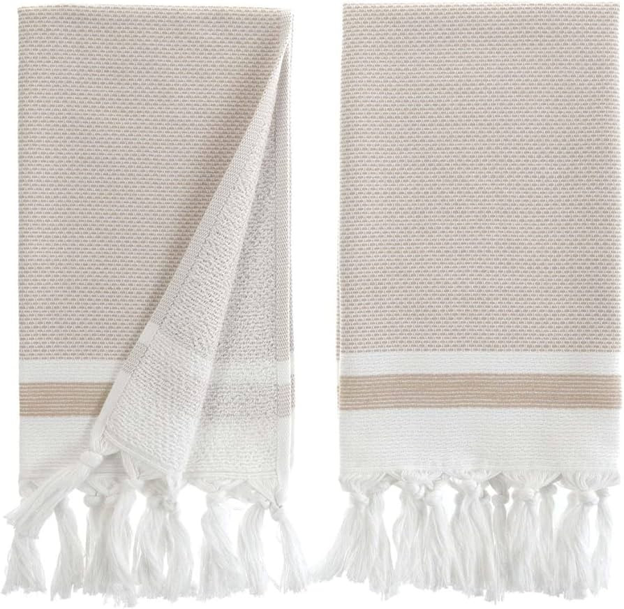 sea me at home Turkish Hand Towels for Bathroom, Kitchen Towels Decorative Set of 2, Luxury Turki... | Amazon (US)