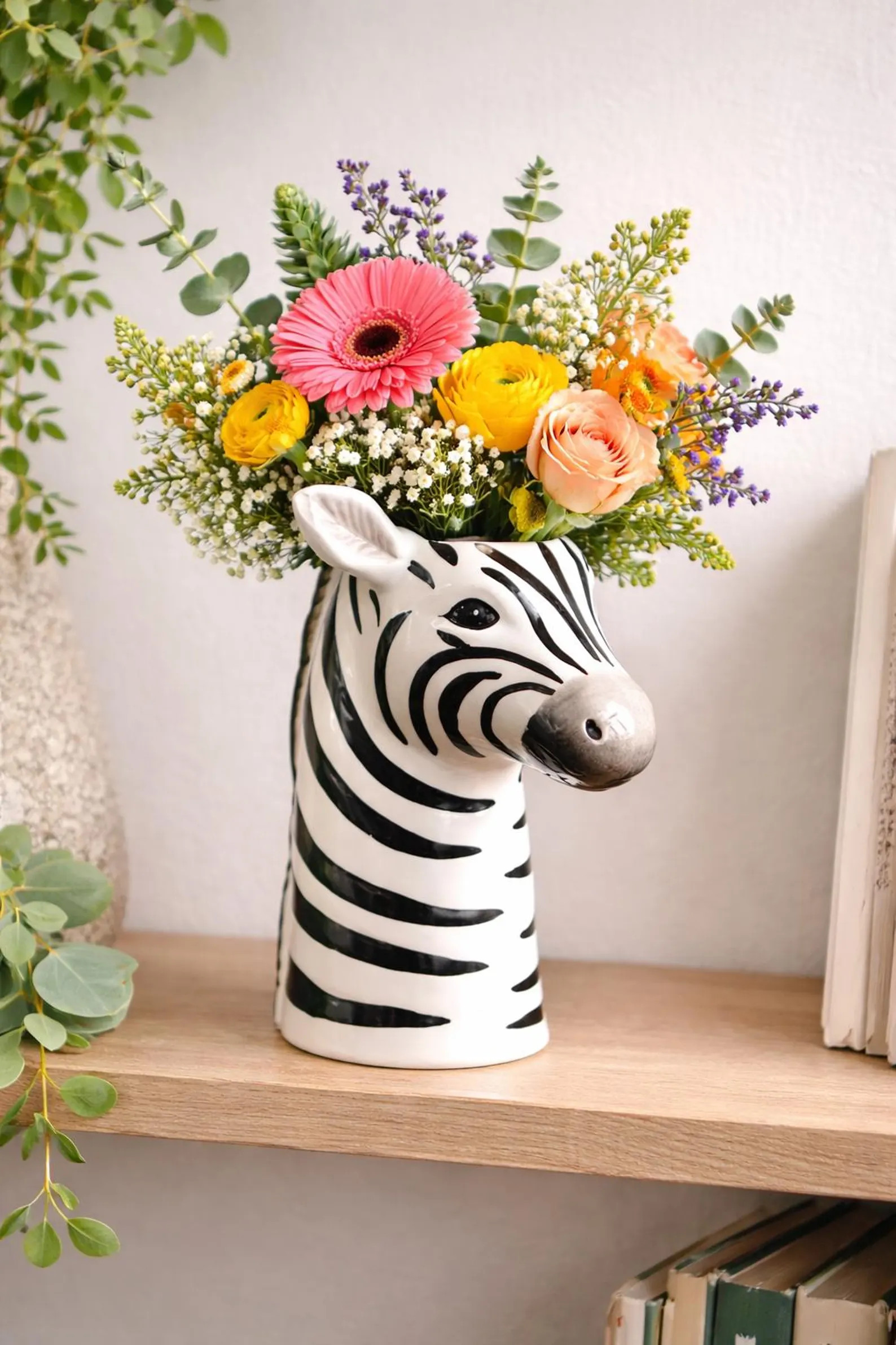 Zebra Head Vase, Ceramic Animal Bust Planter, Black  White Striped Vase for Flowers, Unique Safar... | Etsy (Global)