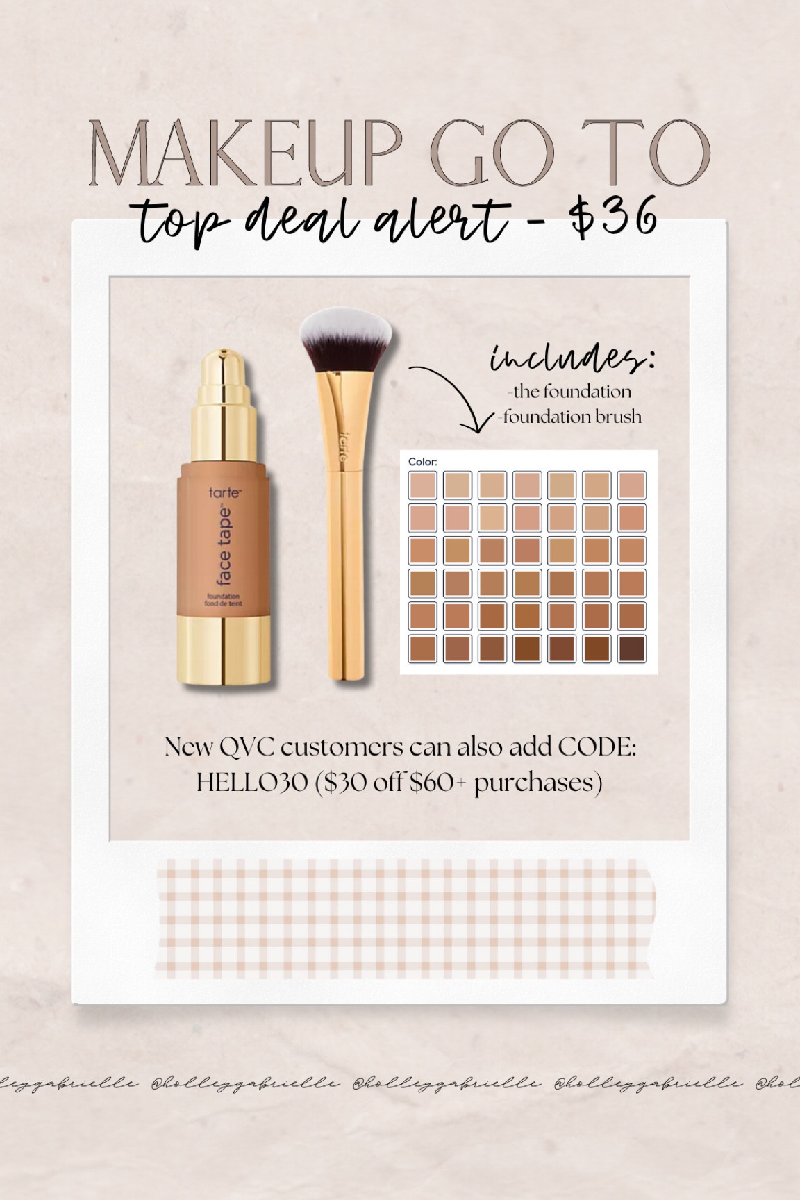 Foundation for engagement photos this morning🤎⚡️ found it for $36 on @qvc + a foundation brush! I always run to this one for the flawless finish look! I wear shade medium tan neutral — ✨#ad #LoveQVC @tartecosmetics 

Makeup faves / foundation brush / sale / beauty / Holley Gabrielle 

#LTKSaleAlert #LTKBeauty #LTKFindsUnder50