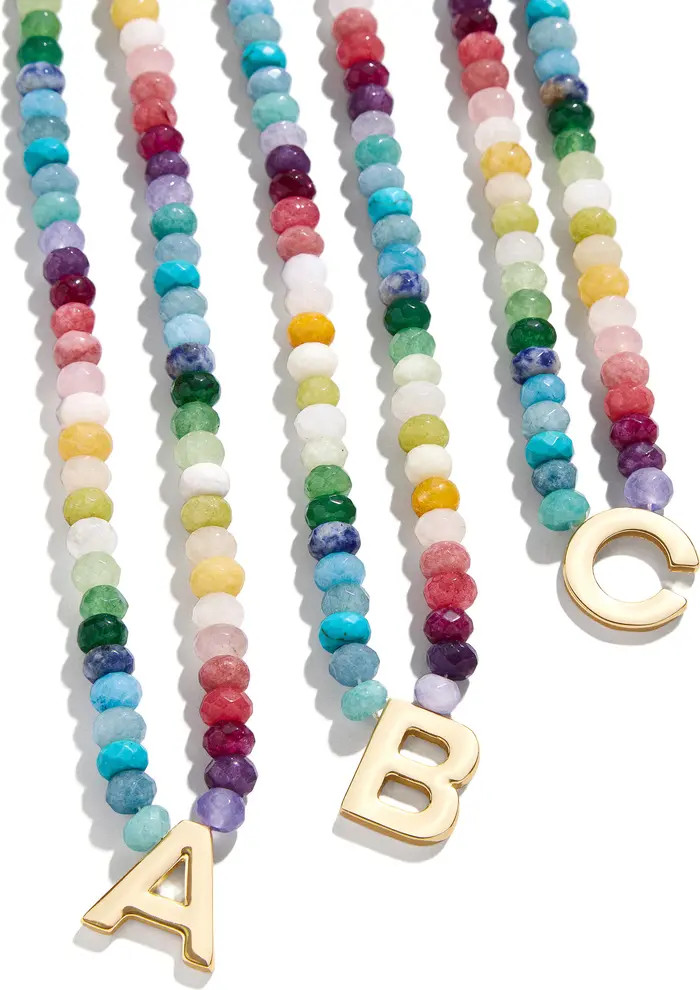 BaubleBar Rainbow Beaded Initial Pendant Necklace | Nordstrom | Nordstrom