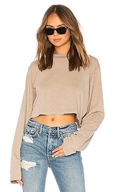 COTTON CITIZEN The Tokyo Crop Long Sleeve Tee in Cappuccino from Revolve.com | Revolve Clothing (Global)