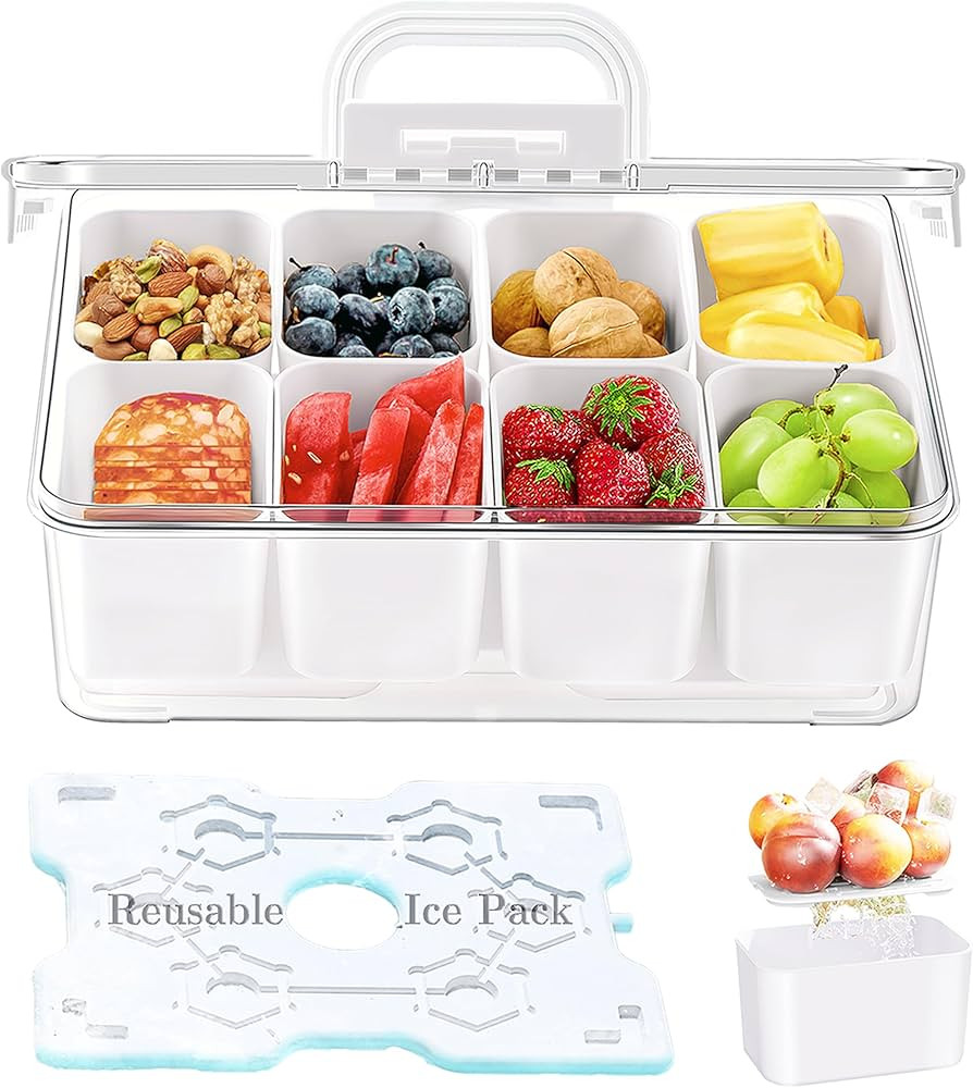 Portable Snackle Box Container with Ice Pack, Cooling Travel Charcuterie Box with Lid, Snack Cool... | Amazon (US)