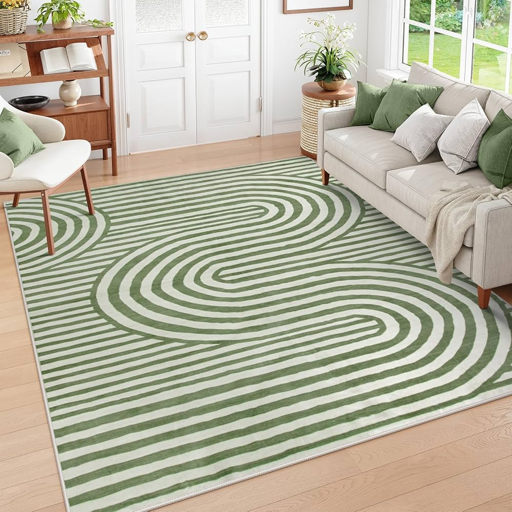 Lahome Modern 5x7 Area Rugs for Living Room - Soft Bedroom Rugs Green Washable Rugs 5x7 - Non-Sli... | Amazon (US)