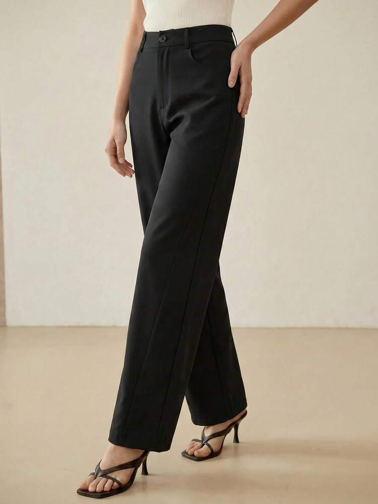 MOTF PREMIUM SEAM FRONT WIDE LEG SUIT PANTS | SHEIN
