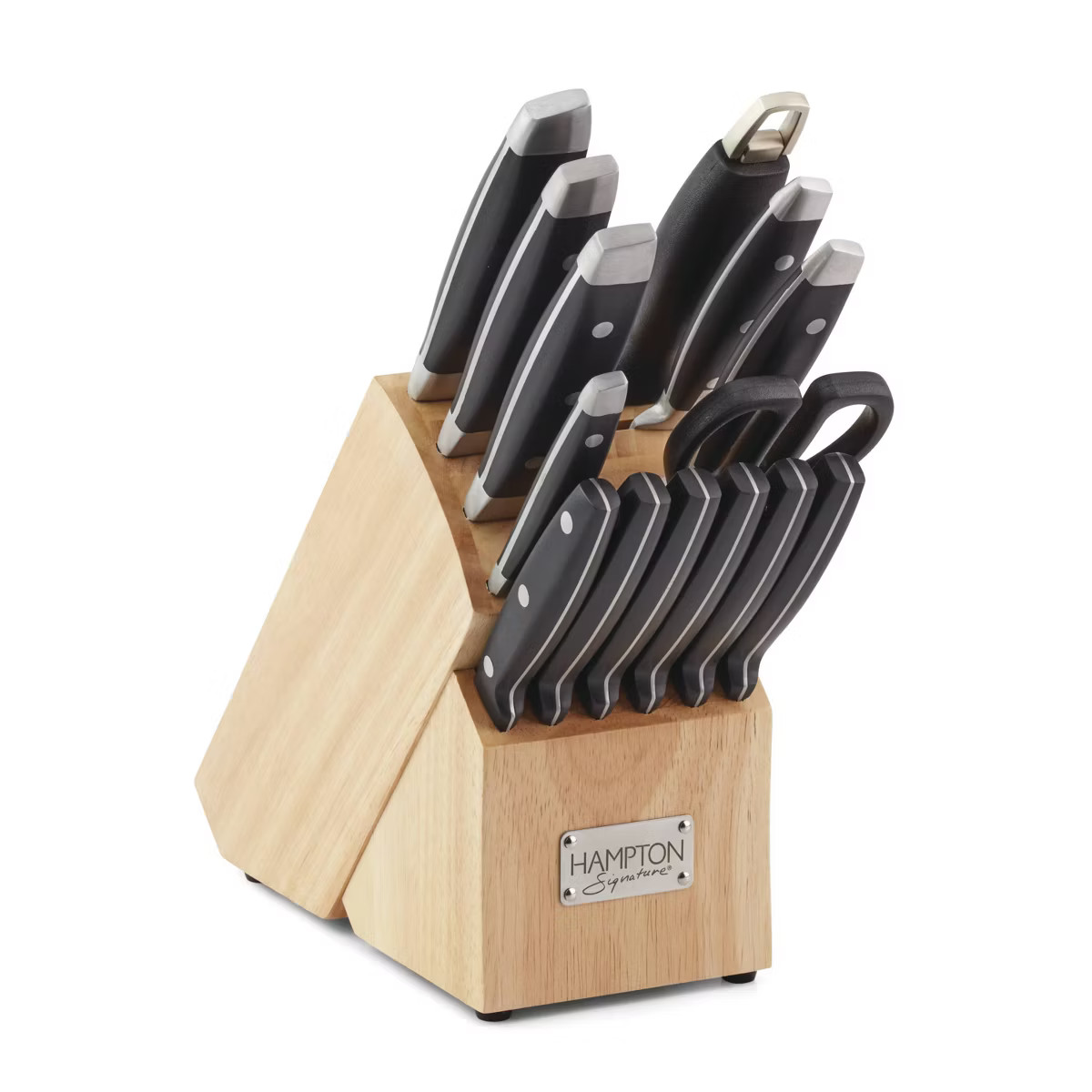 Hampton Signature 15pc Stainless Steel Continental Cutlery Set: Knife Block, Stamped Blades, ABS ... | Target